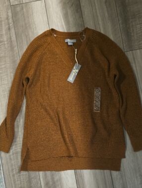Natural Reflections Brand Rust Brown V-Neck Knit Sweater